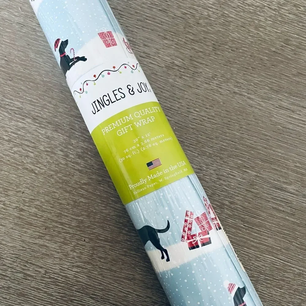 Christmas Holiday Black Lab Dog Premium Gift Wrap Wrapping Paper Roll